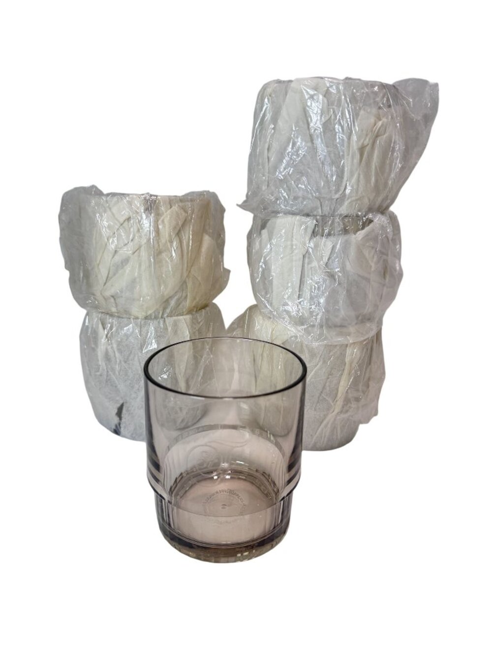 Tupperware T84 Acrylic Tumblers Preludio Glasses Cups 6 Smoke Gray Stackable